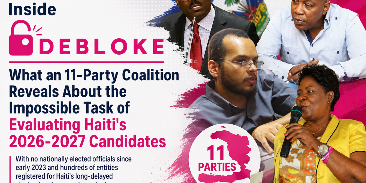 Inside DEBLOKE: What an 11-Party Coalition Reveals About the Impossible Task of Evaluating Haiti’s 2026-2027 Candidates