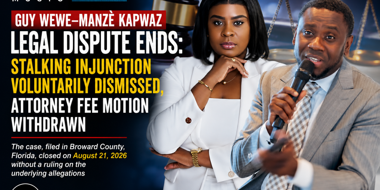 Guy Wewe–Manzè Kapwaz Legal Dispute Ends: Stalking Injunction Voluntarily Dismissed, Attorney Fee Motion Withdrawn